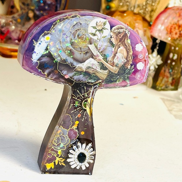 Handmade Mystical Fairy Art Sculpture Mushroom - Picture 3 of 5